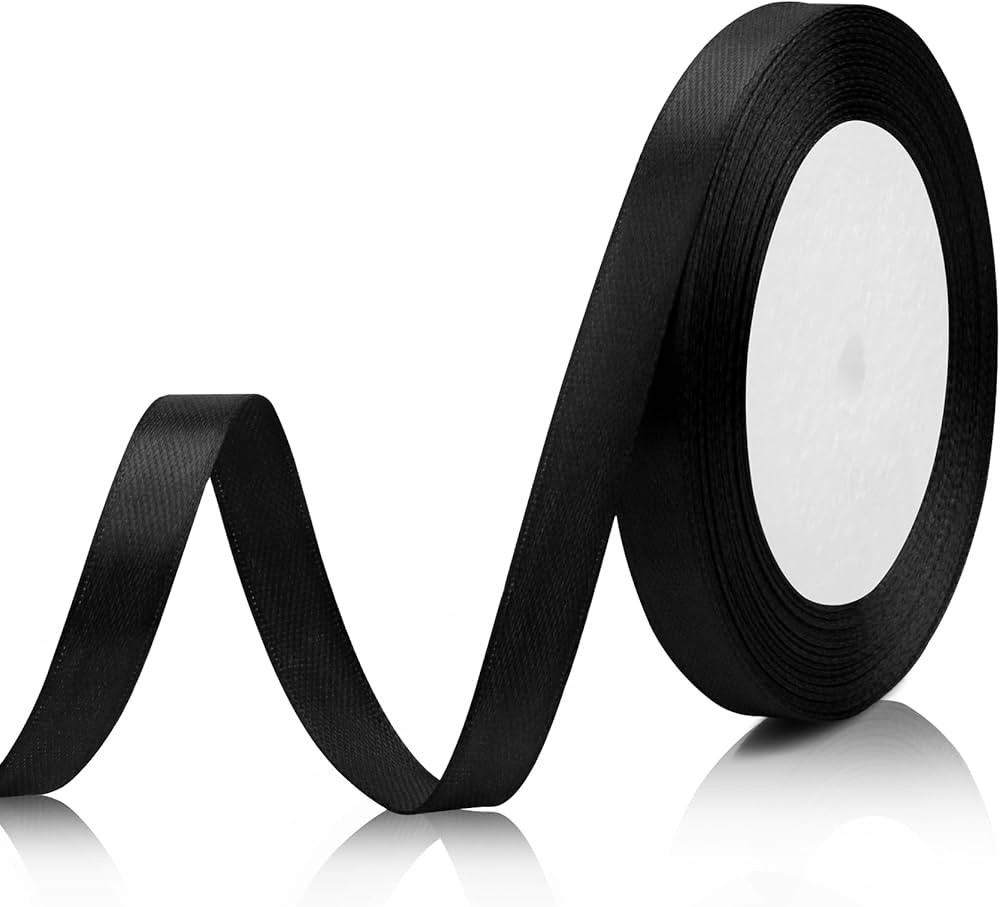 Black Ribbon for Gift Wrapping 3/8 Inch 25 Yds Ribbon for Flower Bouquet Mothers Day Fathers Day ... | Amazon (US)