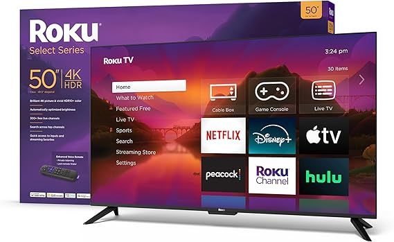 Roku Smart TV – 50-Inch Select Series 4K HDR RokuTV Enhanced Voice Remote, Brilliant 4K Picture... | Amazon (US)