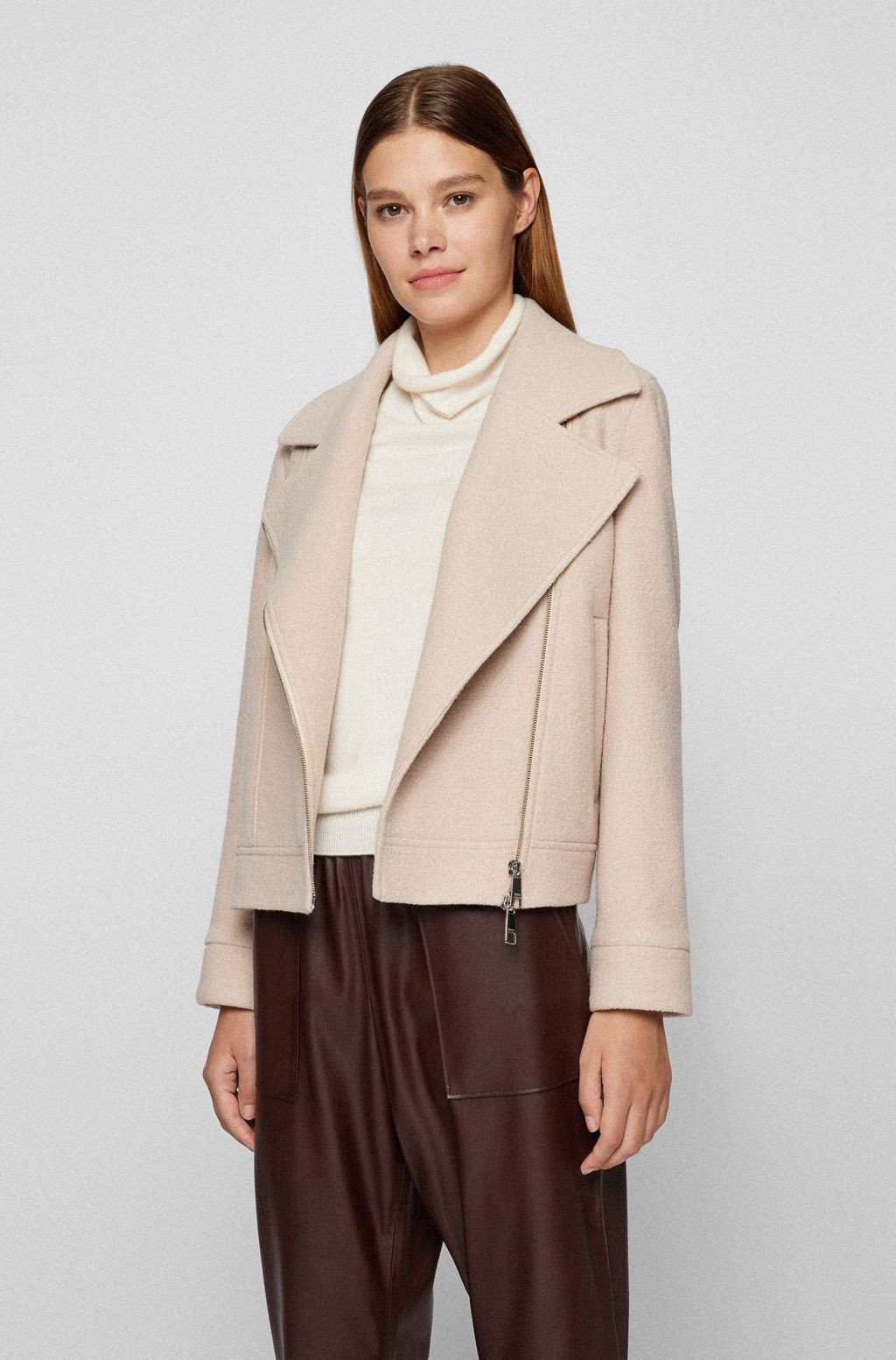 BOSS - Relaxed-fit cropped jacket in boiled wool | Hugo Boss (UK)