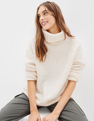 AE Oversized Turtleneck Sweater | American Eagle Outfitters (US & CA)