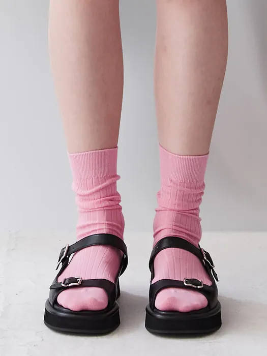 Midi Ribbed Socks 3 Set_Pink (KE31KTM01X) | W Concept (US)