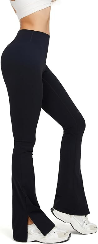 Womens Flare Leggings with Slit Hem High Waist Bootcut Yoga Pants Workout Tummy Control Flared Pa... | Amazon (US)