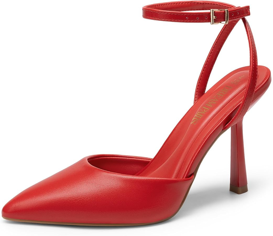 DREAM PAIRS High Heels for Women Closed Pointed Toe Dress Shoes for Women Ankle Strap Stiletto He... | Amazon (US)