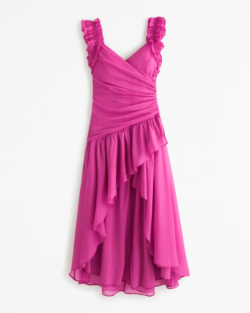 Ruffle Strap High-Low Maxi Dress | Abercrombie & Fitch (US)