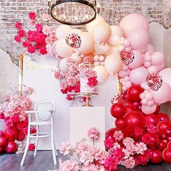 Valentines Day Balloon Garland Arch Kit 132PCS Red Balloons Pastel Pink Orange Balloons Red Confe... | Amazon (US)