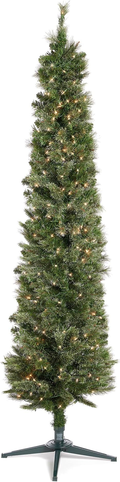 Home Heritage Stanley 7 Foot Skinny Pencil Pine Pre-Lit Artificial Christmas Tree Holiday Decor w... | Amazon (US)