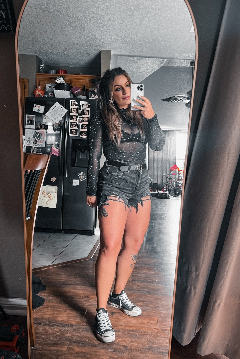 Large in tops and size 8 shorts! Love this look for a good metal show🤘🏻 mesh top link from Amazon coming soon!

#LTKMidsize #LTKFindsUnder50 #LTKStyleTip