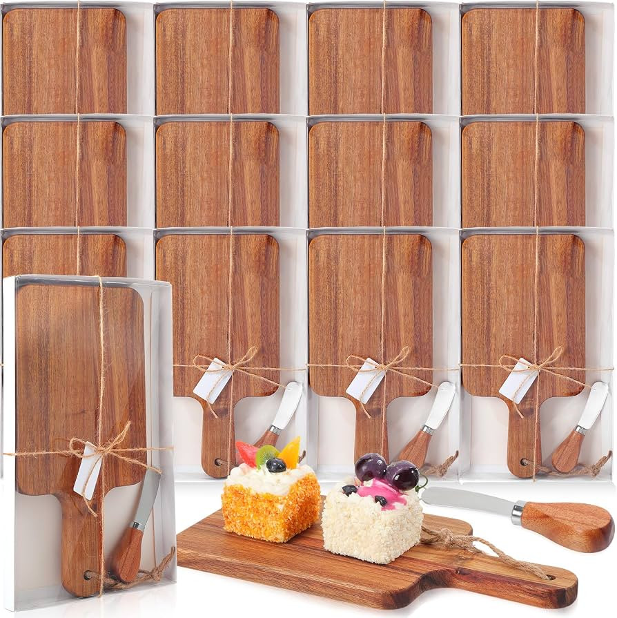 Geetery 12 Set Charcuterie Boards Bulk Acacia Wood Mini Cutting Board Gift Set with Knives, Gift ... | Amazon (US)