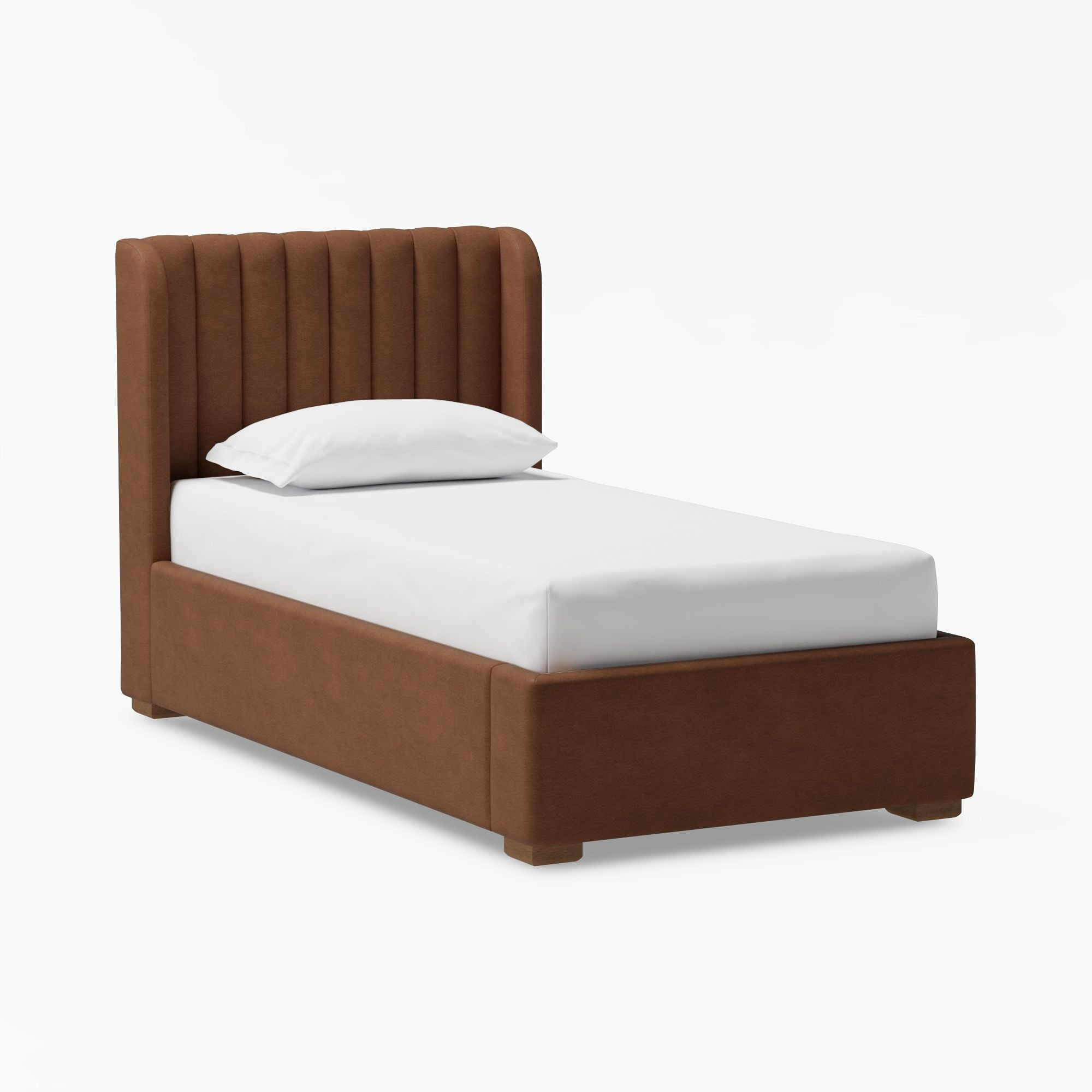 Arden Classic Bed, Twin, Faux Brushed Leather Chestnut | Pottery Barn Teen