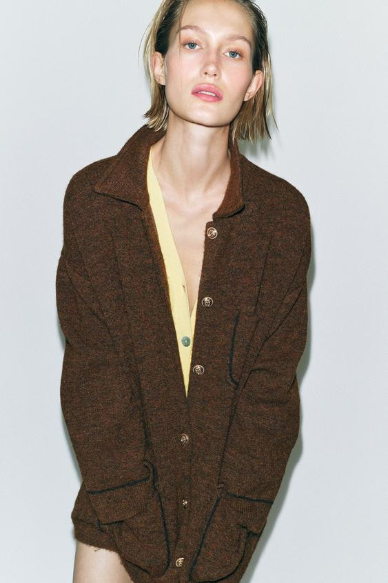 KNIT CARDIGAN WITH GOLDEN BUTTONS | Zara US