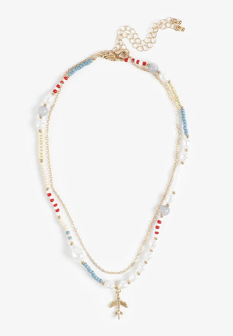 Beaded Airplane Charm Necklace Set | Maurices