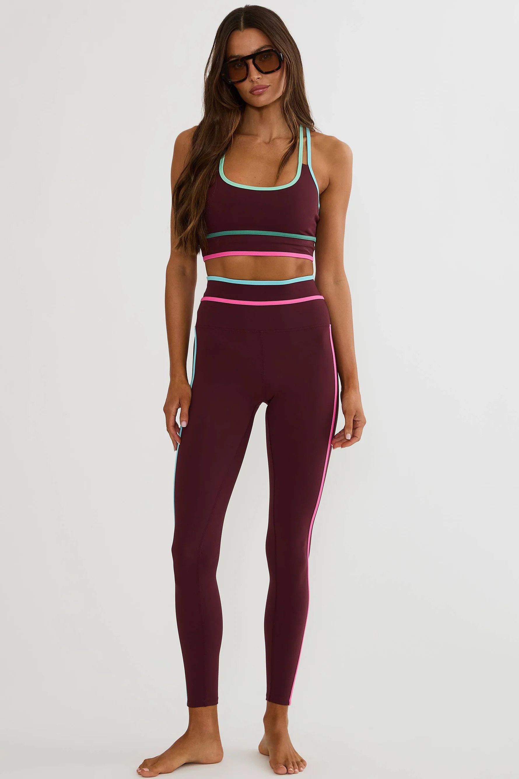 Solara Legging Raspberry Bloom Colorblock | High-Rise Active Legging | Beach Riot | Beach Riot