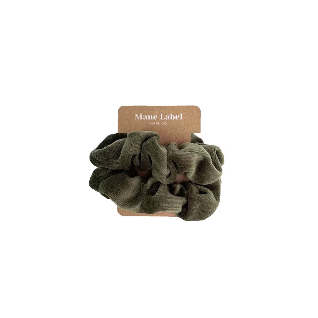Velour Scrunchies / Olive Green / cotton velour / soft / Made in USA | Etsy (US)