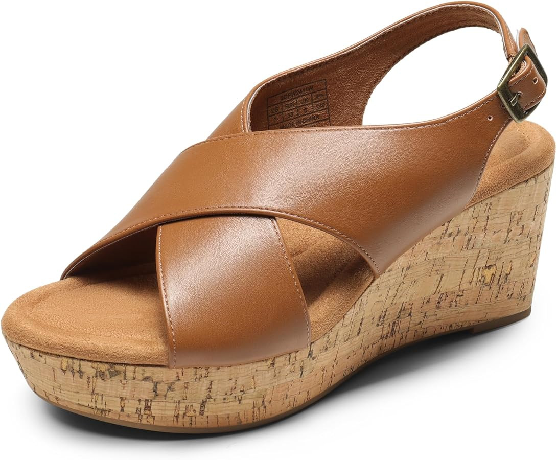 DREAM PAIRS Women's Platform Wedge Sandals Comfortable Ankle Strap Sandals for Women Casual Dress... | Amazon (US)
