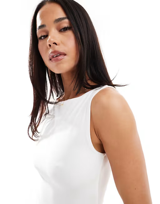Stradivarius boat neck body in white | ASOS | ASOS (Global)