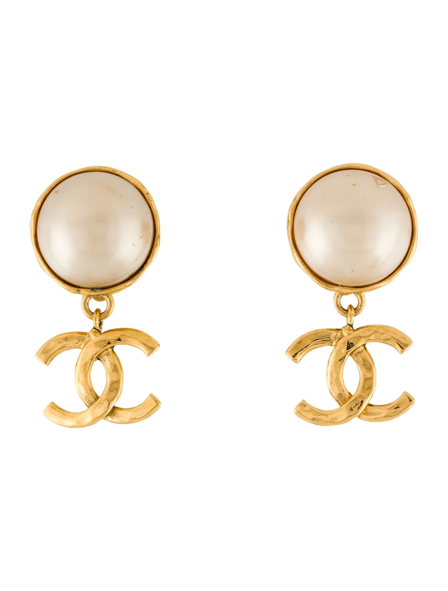 Vintage Faux Pearl CC Clip-On Drop Earrings | The RealReal