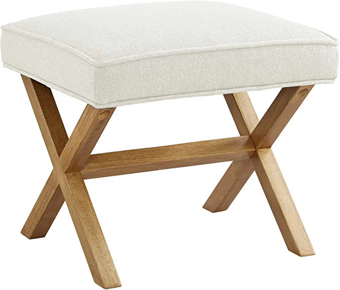 Amazon Brand – Rivet Mid-Century Modern X Stool Ottoman Chair, 20" W, Ivory | Amazon (US)