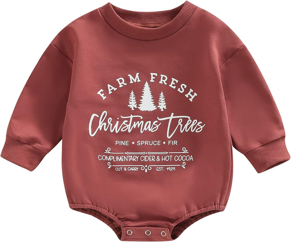 Newborn Infant Baby Girl Boy Oversized Sweatshirt Romper Long Sleeve Bodysuit Fall Winter Outfit ... | Amazon (US)