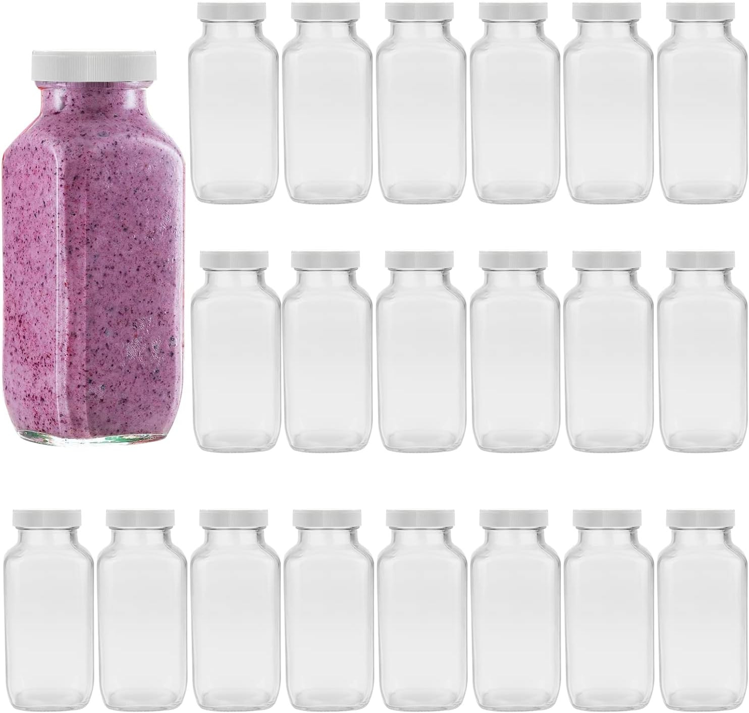 Glass Bottles 12 oz,Airtight Glass Beverage Bottles with Lids,Clear Vintage Drinking Jars 350ml,Juicing Bottle for Storage Tea,Kombucha,Milk,Smoothies,20 Pack | Amazon (US)