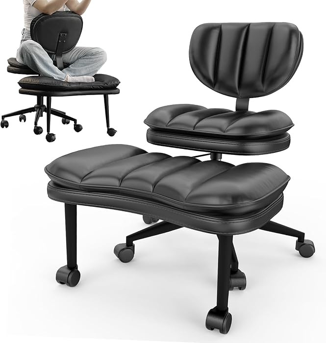 Cross Legged Office Chair, Ergonomic Cloud Criss Cross Desk Chair, Meditation Chair with Wheels, ... | Amazon (US)