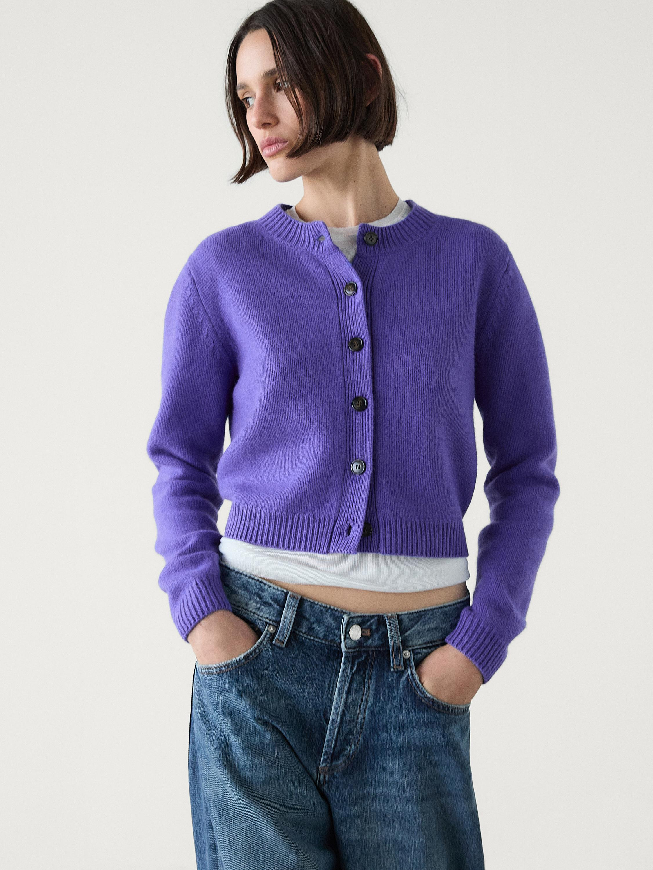 100% wool crop knit cardigan | Massimo Dutti UK
