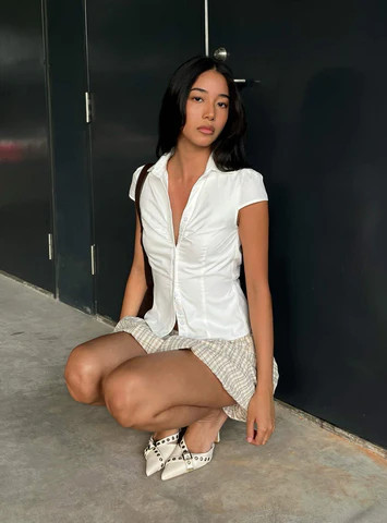 Arianwyn Short Sleeve Shirt White Petite | Princess Polly US