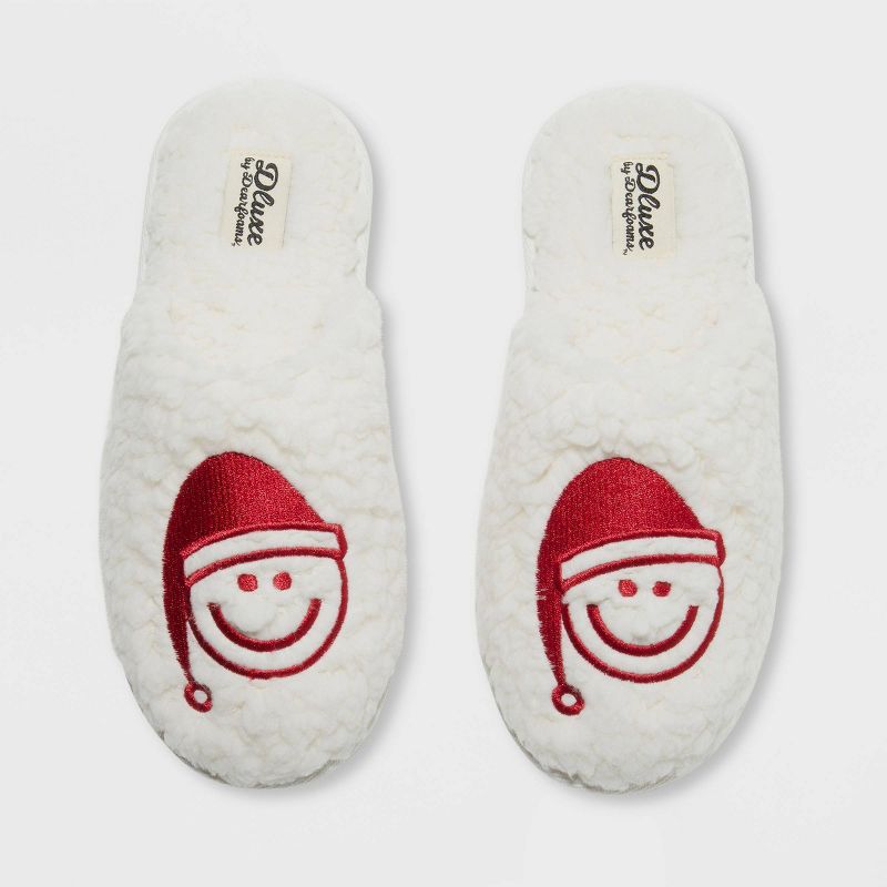 dluxe by dearfoams Women's W Happy Face Slide Slippers - Cream | Target