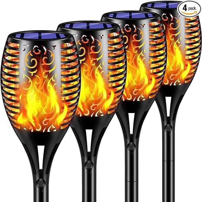 TomCare Solar Lights 99 LED Higher & Larger Flickering Flame Solar Torch Lights 43" Waterproof Ou... | Amazon (US)