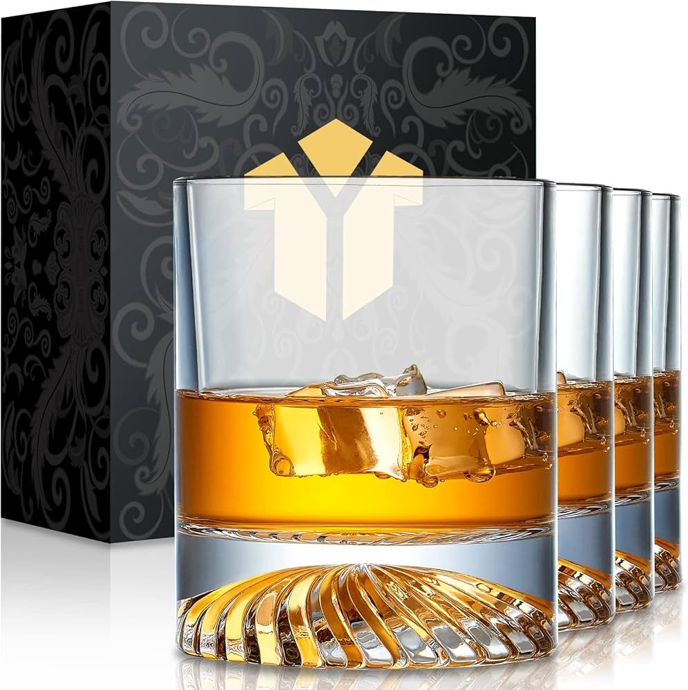 OPAYLY Whiskey Glasses Old Fashioned Glasses Set of 4 12oz Rocks Glasses Gift for Men Women Drink... | Amazon (US)