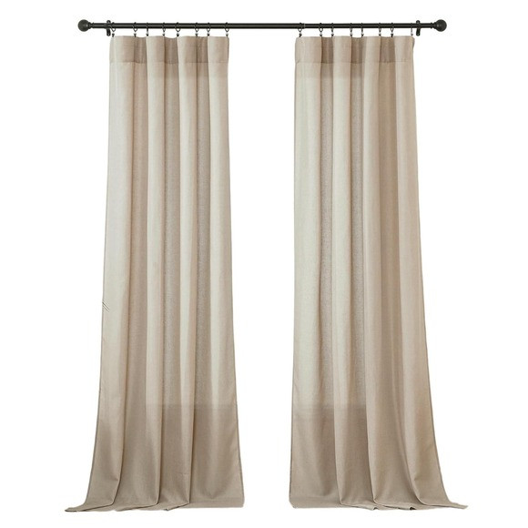 Natural Linen Textured Curtain Panels (2), 52"W x 108"L, Light Filtering | Poshmark
