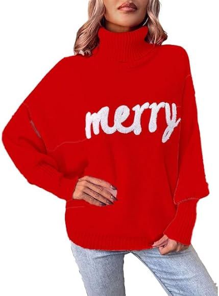 Womens Ugly Christmas Sweater Vintage Oversized Sweaters Holiday Chunky Pullover Y2K Warm Tunic T... | Amazon (US)