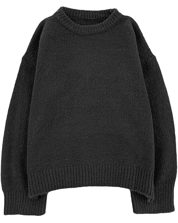 Women's Long Sleeve Crew Neck Loose Mohair Sweater Fuzzy Cozy Oversized Knitted Pullover | Amazon (US)
