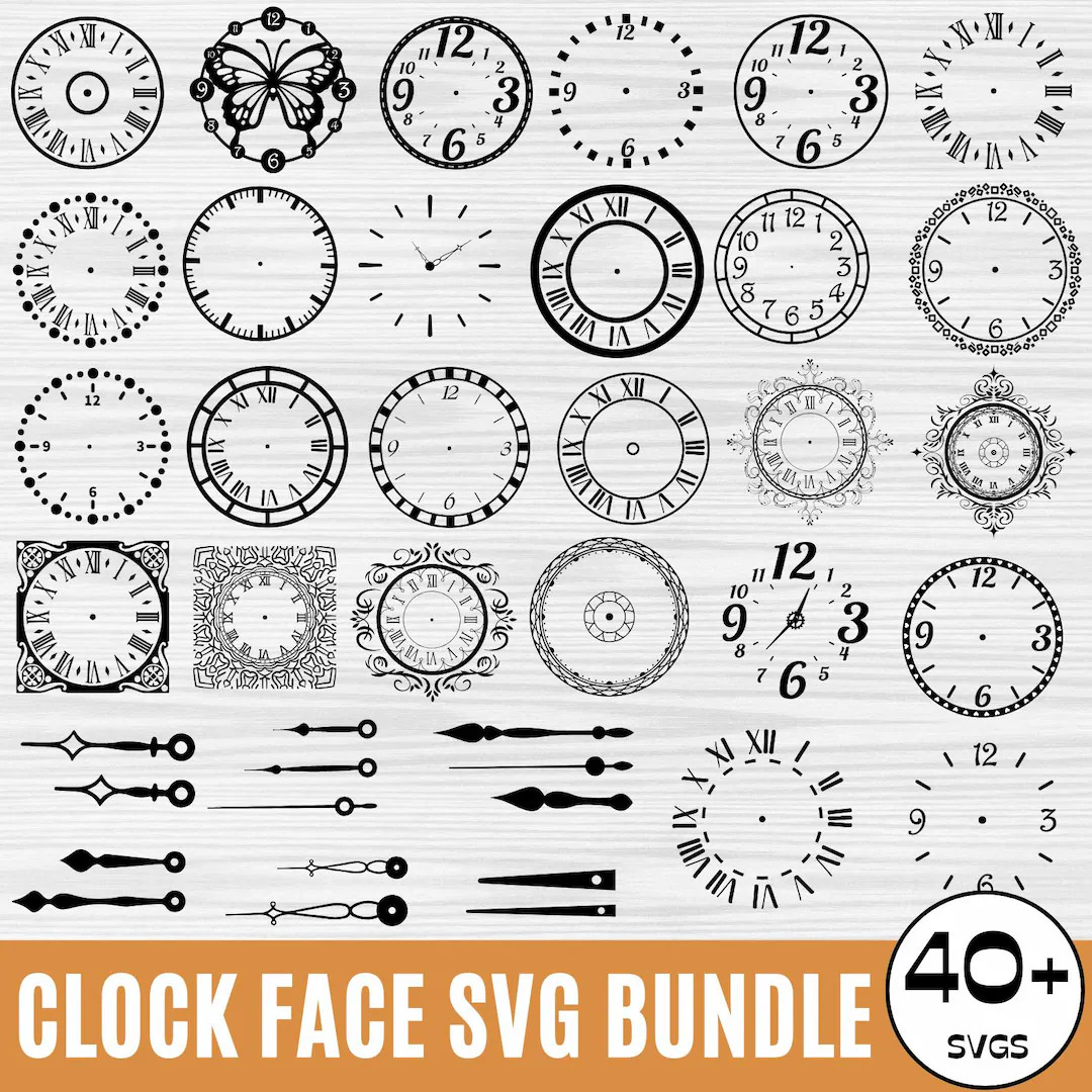 40+ Clock Face SVG Bundle, Clock Numbers, Roman Numeral Clock, Clock Svg, Clock Face Clipart, Clo... | Etsy (US)