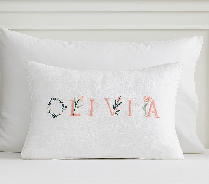 Heritage Floral Alphabet Personalized Pillow Cover | Pottery Barn Kids