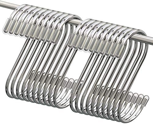 Myfolrena 20-Pack S Hooks for Hanging, 3.4 Inch Metal S Shaped Hook Heavy Duty Hanging Hooks for ... | Amazon (US)
