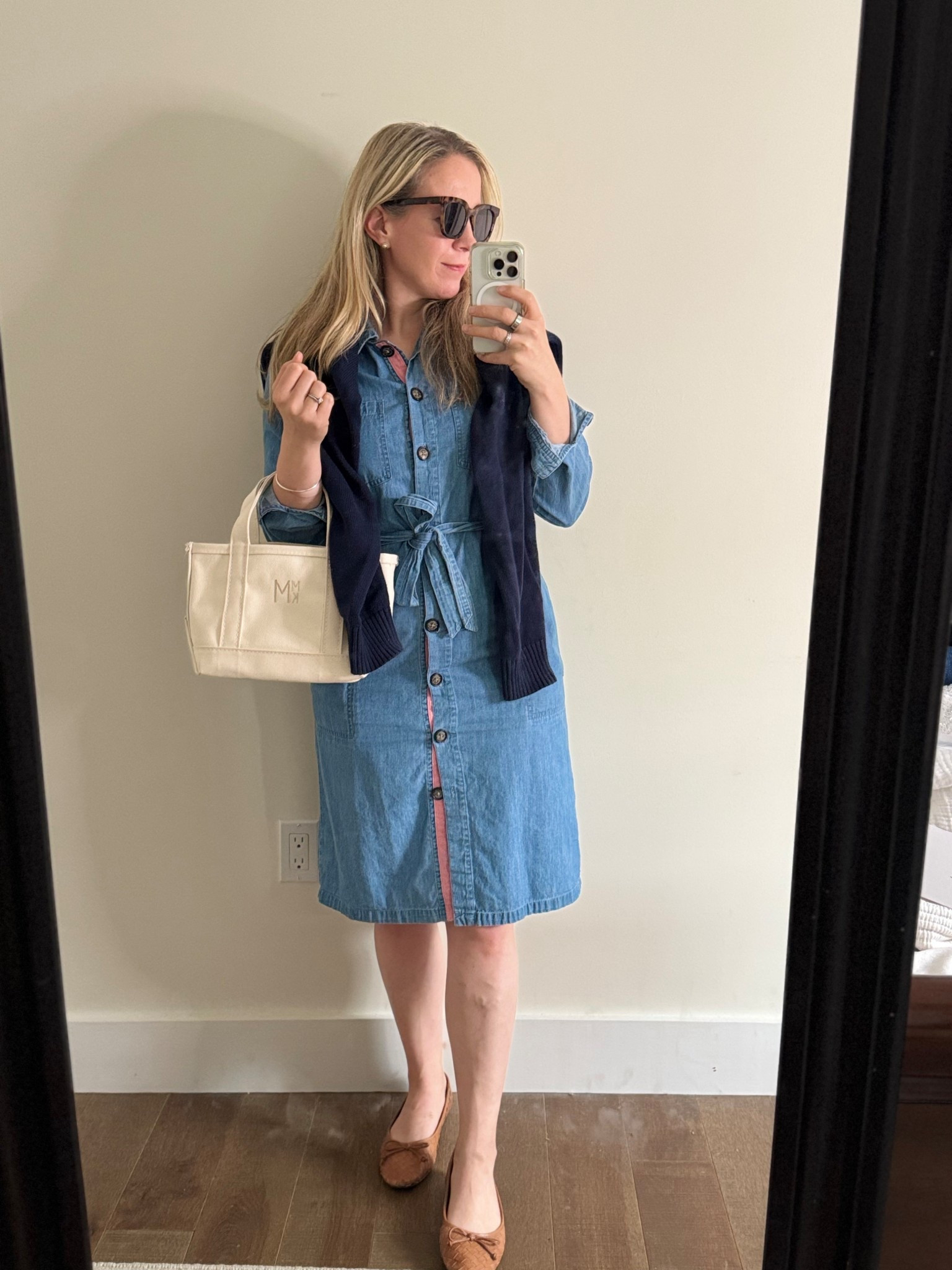 Spring outfit idea 

Dress: Barbour (old) 
Sweater: Jcrew
Tote: LL Bean
Shoes: Schutz 

#LTKStyleTip #LTKSeasonal #LTKFindsUnder100