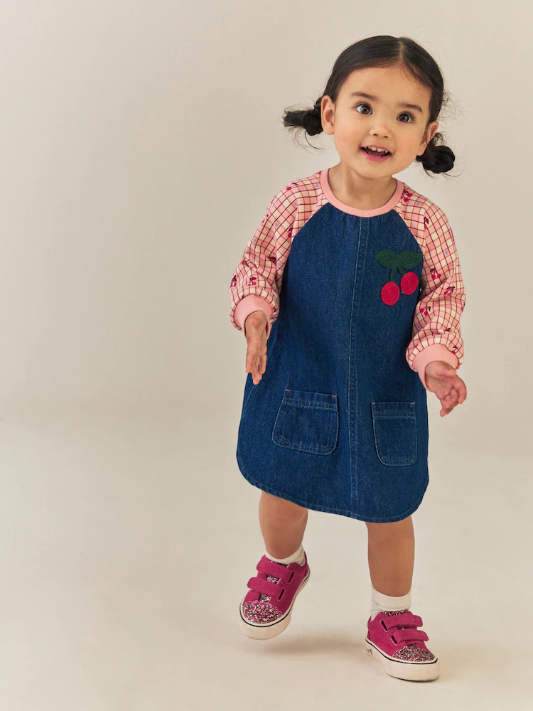 Cherry Print Raglan Denim Dress (3mths-8yrs) | Next US