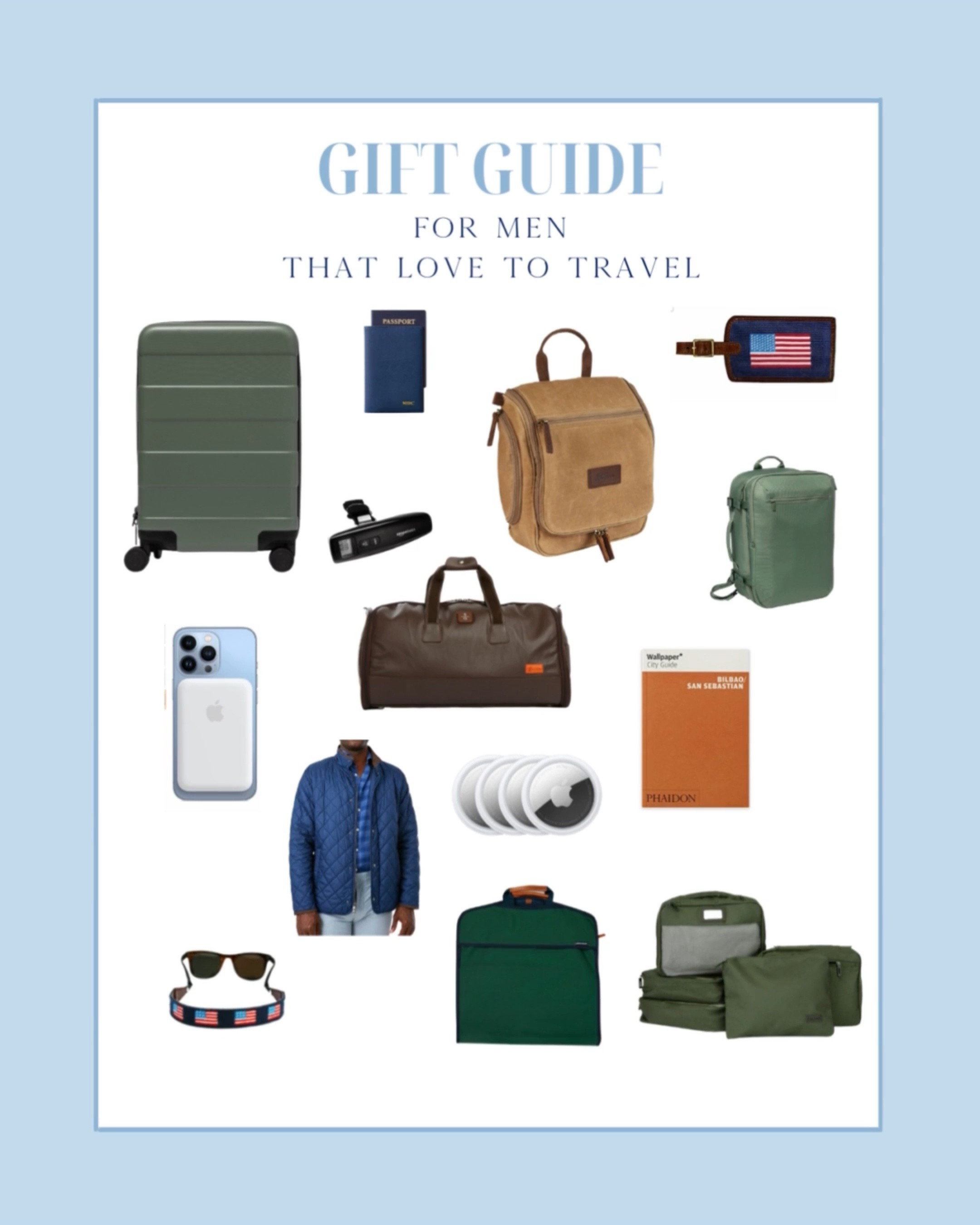 Traditional travel gifts for men!  Garment bags, stocking stuffer ideas, needlepoint, and clever backpacks for their journeys!  #ltkgiftguide

#LTKHoliday #LTKtravel