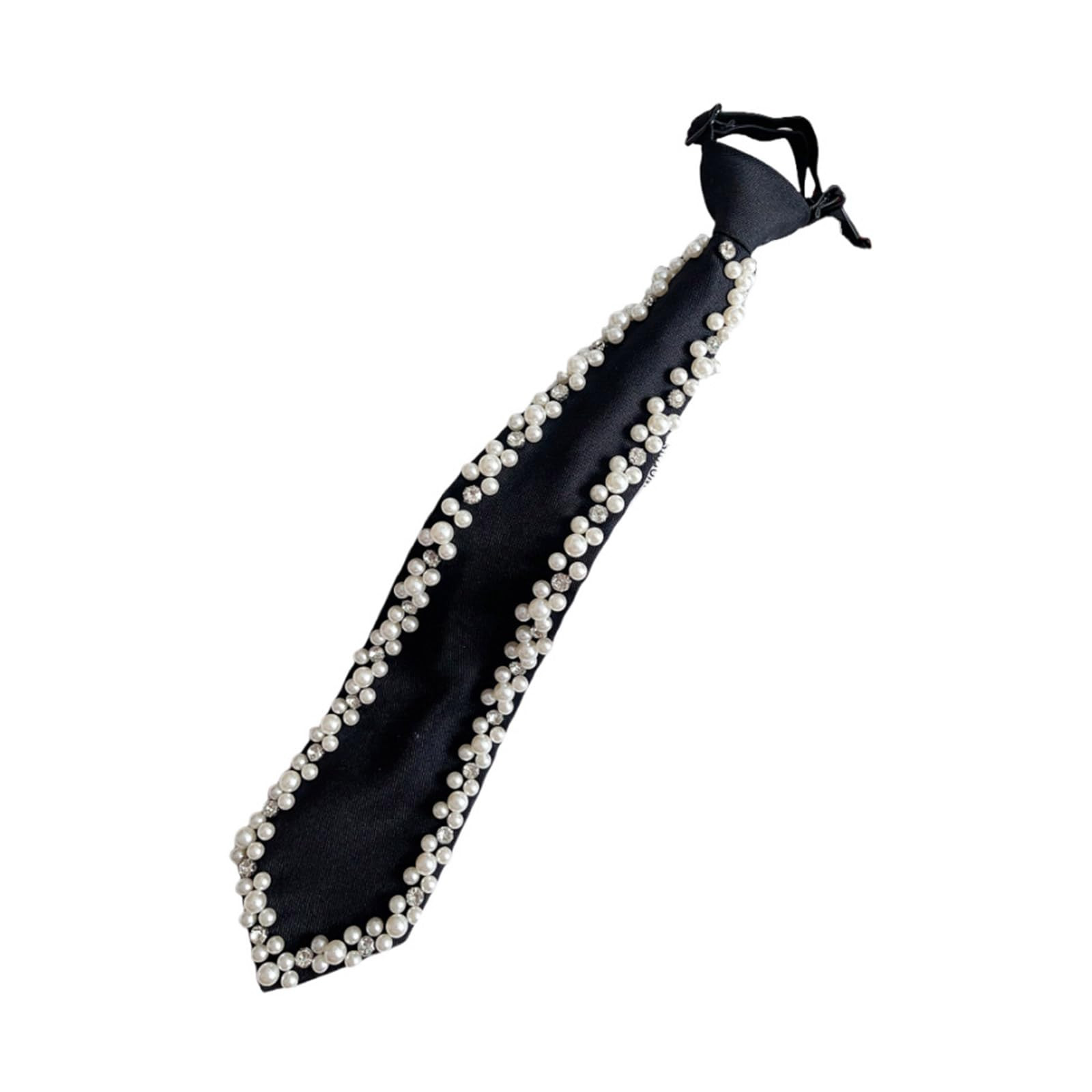 Elegant Handmade Pearls Decorated Neck Tie Adjustable Silk Pre Tied Necktie Neckwear for Formal E... | Amazon (US)