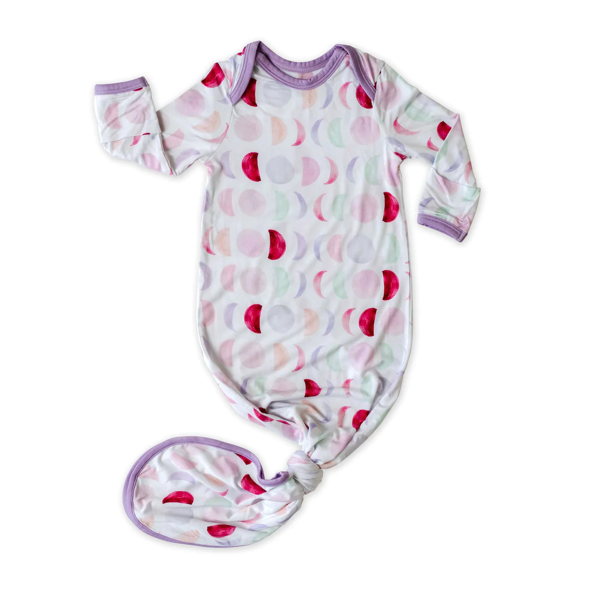 Luna Mauve Bamboo Viscose Infant Knotted Gown | Little Sleepies