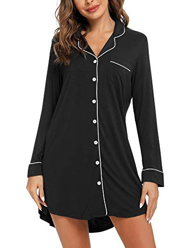Anjue Button Up Nightgowns for Women Maternity Button Down Shirt Women Breastfeeding Loungewear Button Down Pajama Dress | Amazon (US)