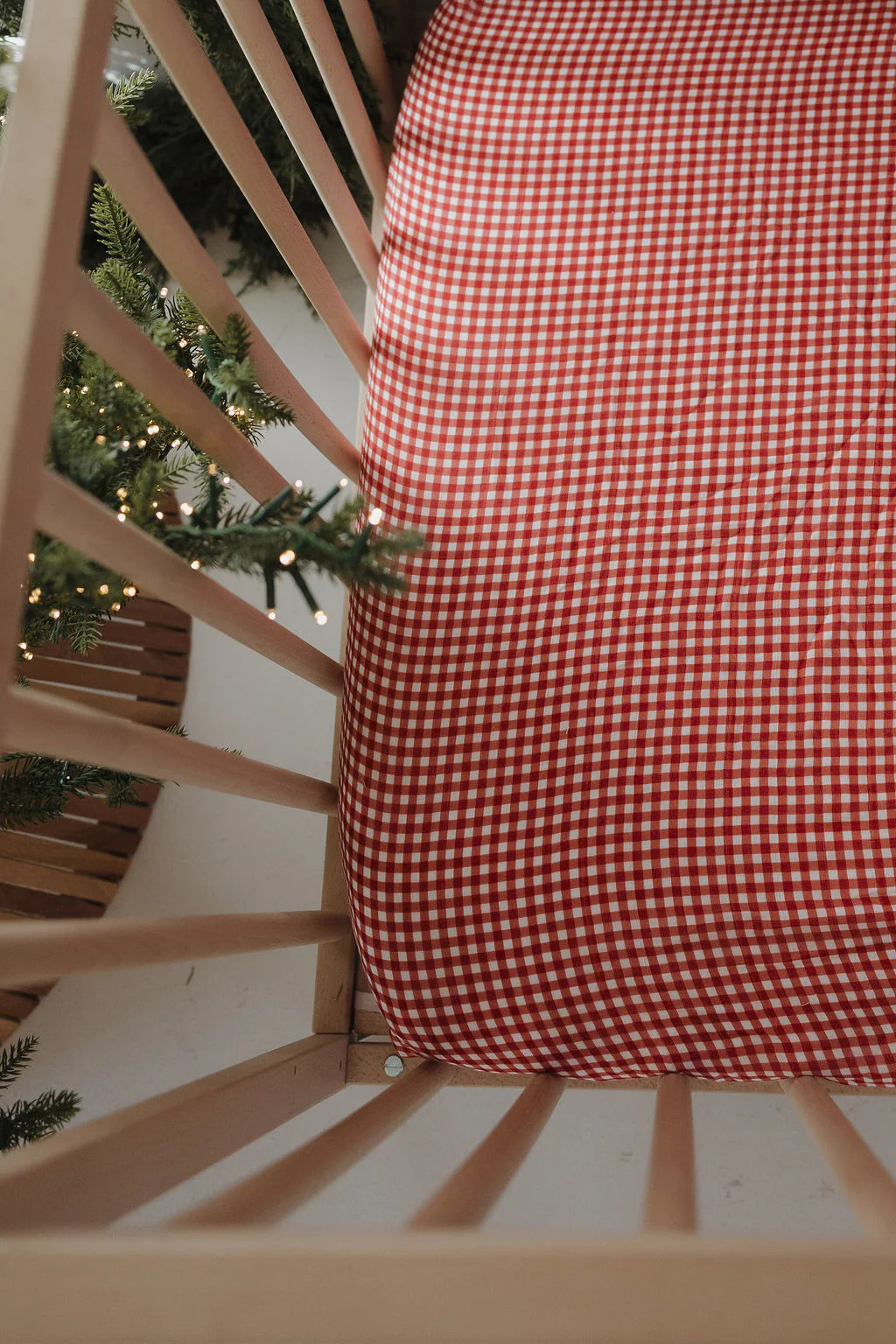 Muslin Crib Sheet | Red Gingham | Forever French
