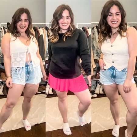 New finds from Wal-mart! Picked up a few super affordable, versatile pieces for spring and summer. Wearing a M in the tops and skort and an 11 in the shorts ( could have done a 9 but I don’t find the extra room). Sweatshirt was a clearance find and not online,

#LTKstyletip #LTKfindsunder50 #LTKSeasonal