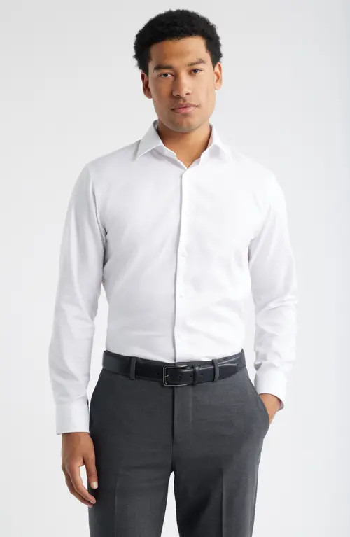 Nordstrom Trim Fit Royal Oxford Dress Shirt in White Royal Oxford at Nordstrom, Size 16.5 - 32 | Nordstrom