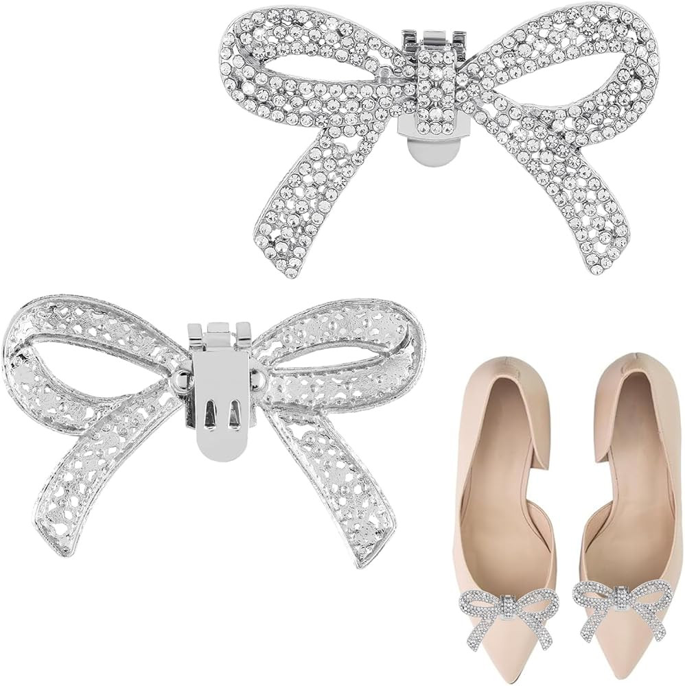1 Pair Rhinestone Shoe Clips Detachable Classic Fashion Sparkling Bow Heels Shoe Charms Decoratio... | Amazon (US)