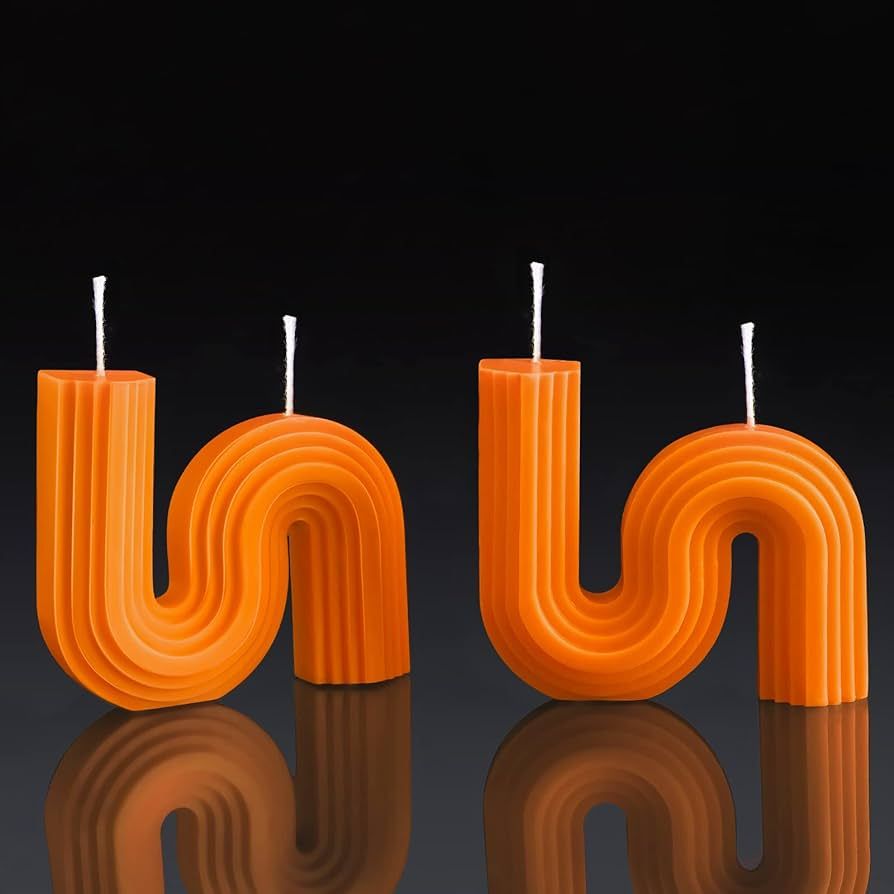 Tondiamo 2 Pcs Twist Candle Aesthetic Candles Cool S Shape Minimalist Geometric Shaped Soy Wax Sc... | Amazon (US)