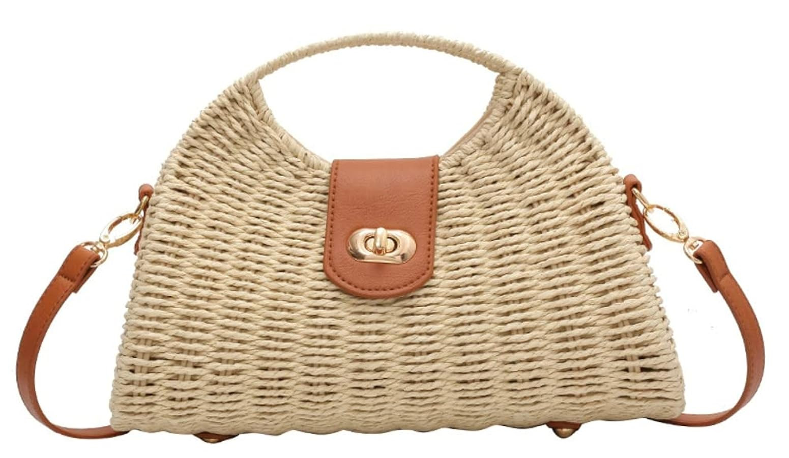 Summer Straw Bag for Women Straw Hand-woven Top-handle Handbag Crossbody Tote Clutch Bags for Tra... | Amazon (US)