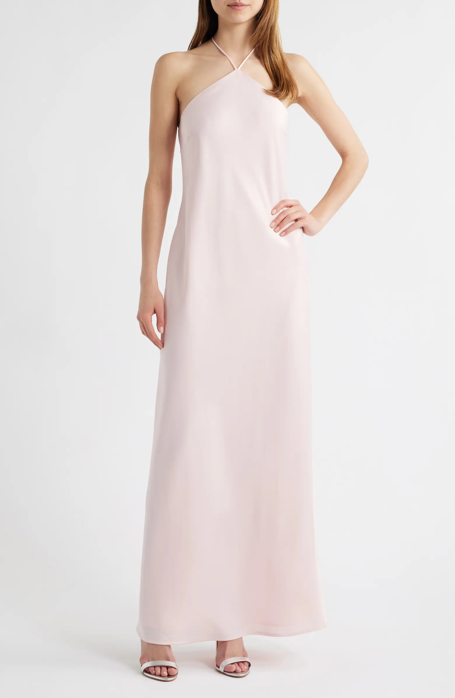 WAYF Araceli Halter Strap Satin Slipdress | Nordstrom | Nordstrom