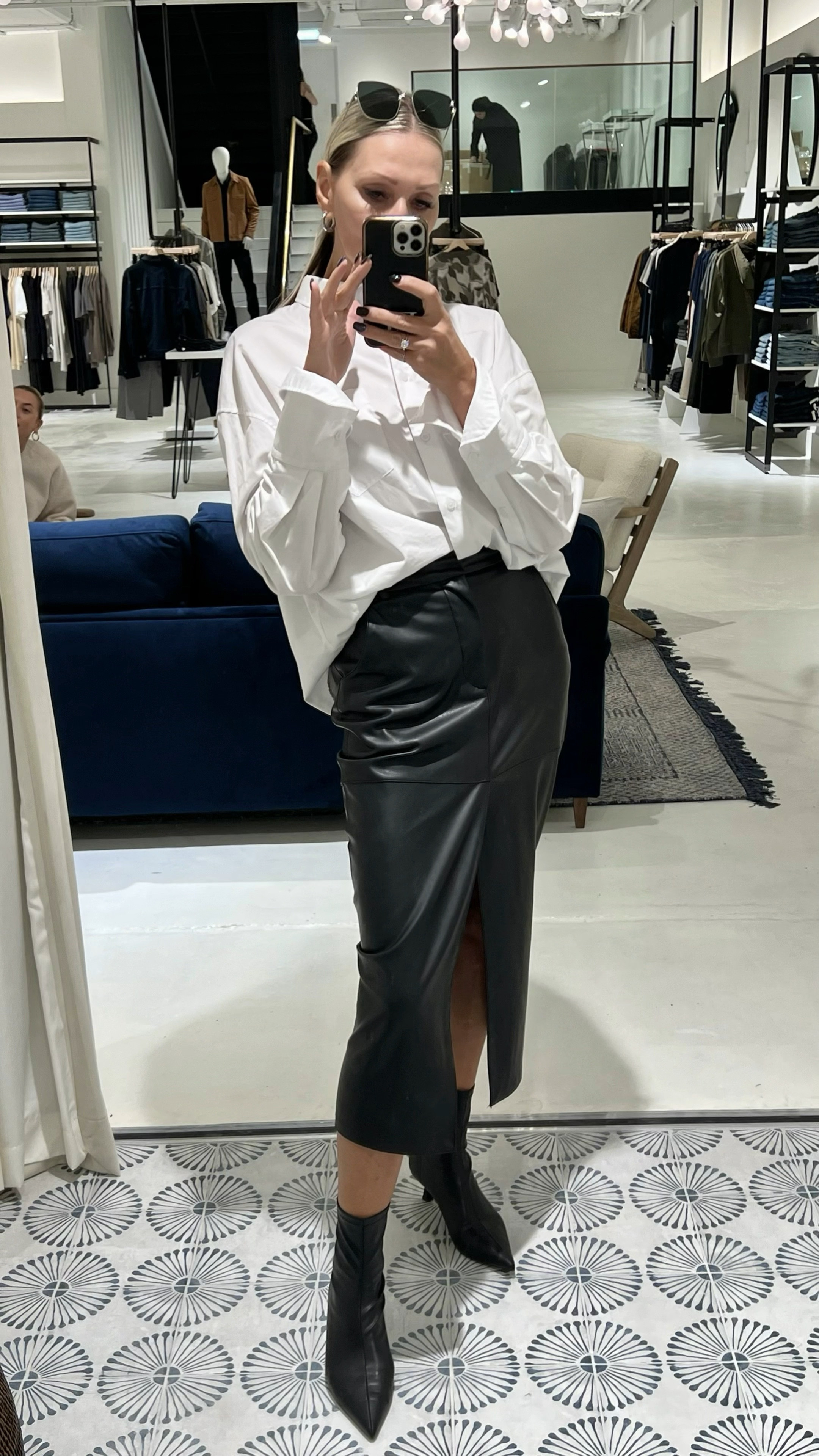 Leather Midi Pencil skirt and oversized shirt.

#LTKeurope #LTKstyletip #LTKworkwear