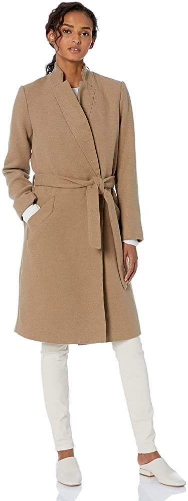 Amazon Brand - Daily Ritual Women's Wool Blend Belted Coat | Amazon (US)